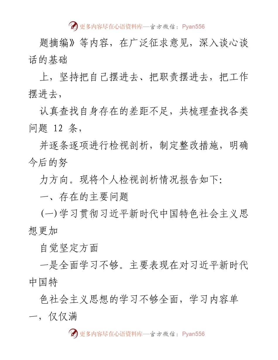 [工作总结] 主题教育活动 - 个人检视剖析报告：落实全面从严治党的反思与整改措施.docx_第2页
