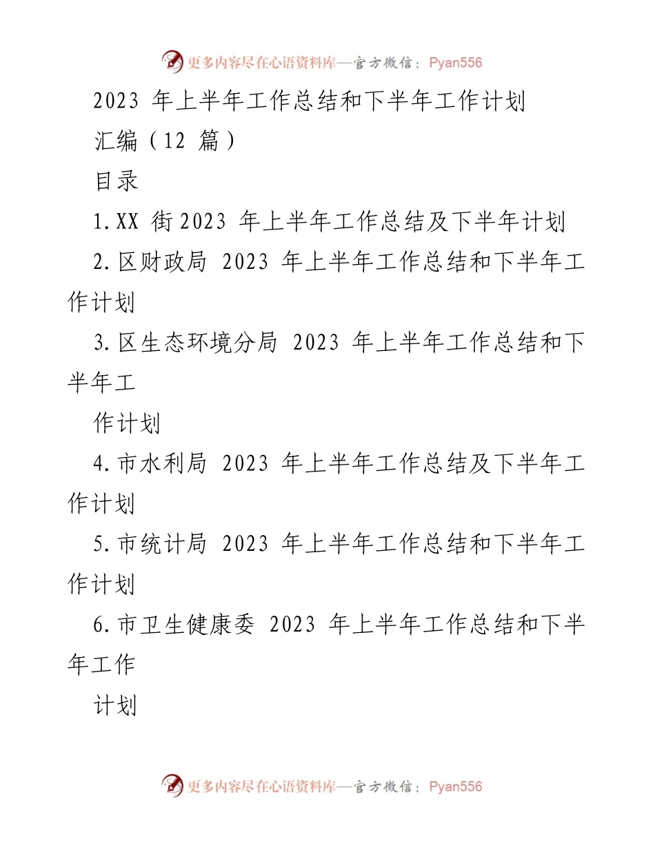 [工作总结] 上半年工作总结及下半年计划 - 2023年上半年工作总结与下半年工作计划汇编.docx_第1页