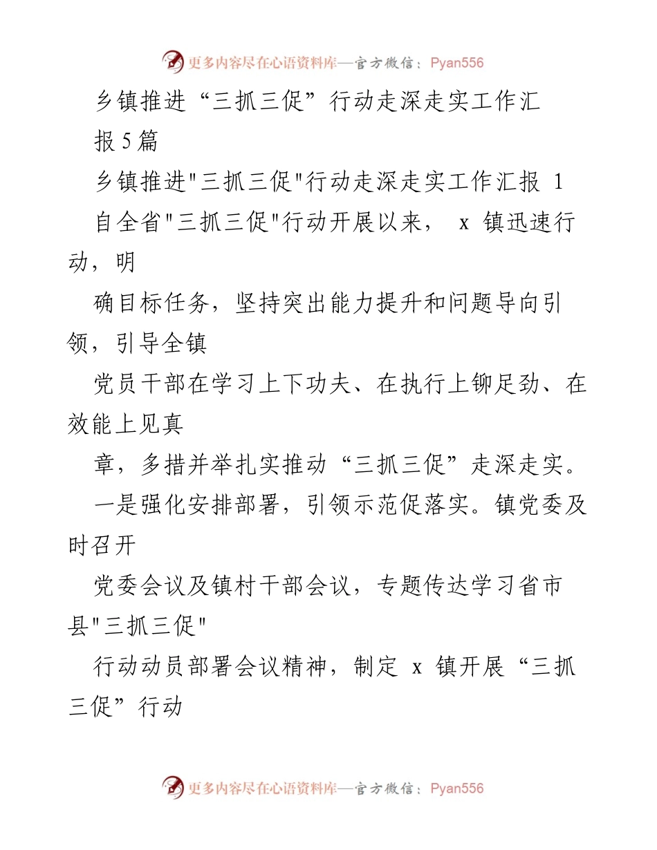 [工作总结] 乡镇工作推进 - 乡镇推进“三抓三促”行动的实施与成效.docx_第1页