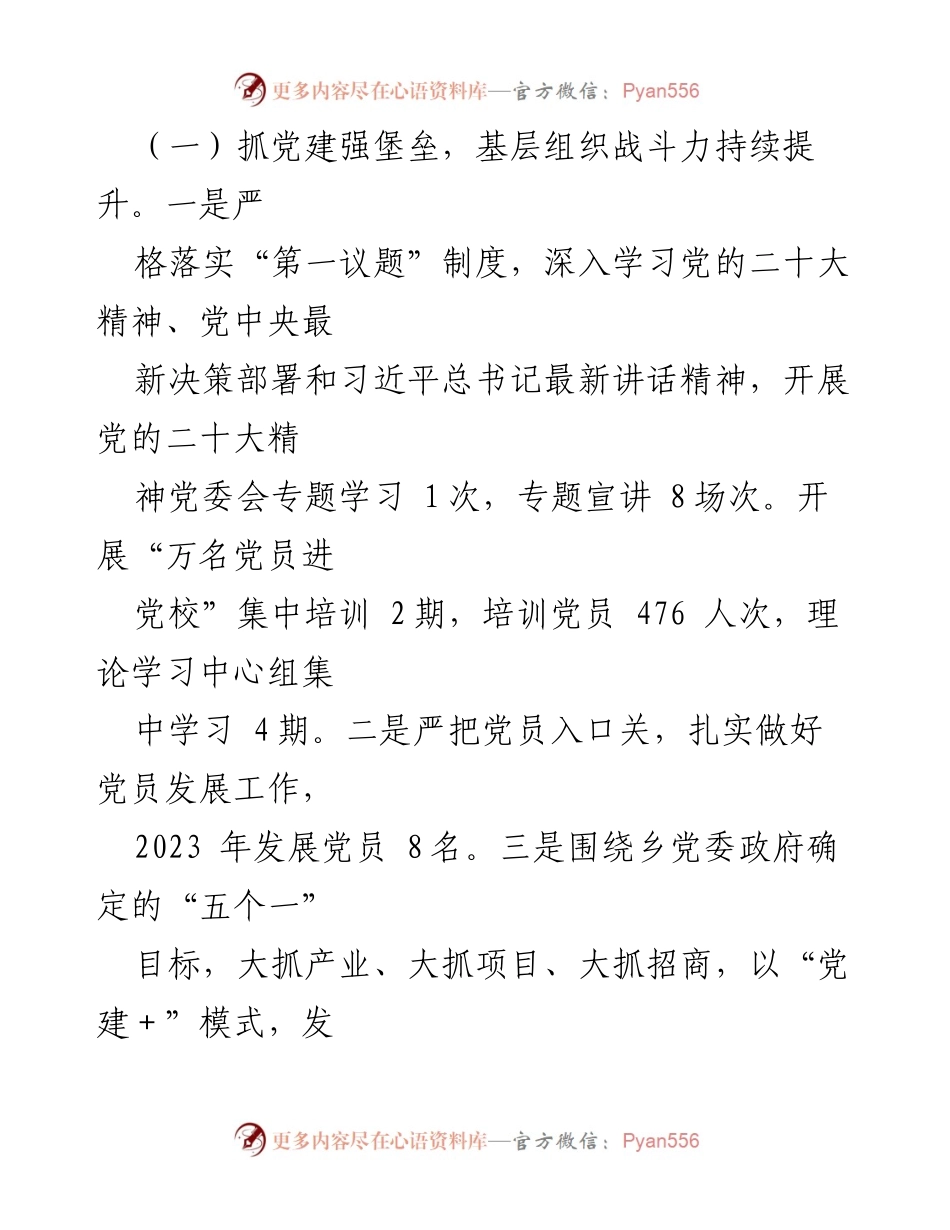 [工作总结] 乡镇工作会议 - 2023年工作总结与2024年工作计划报告_1.docx_第2页