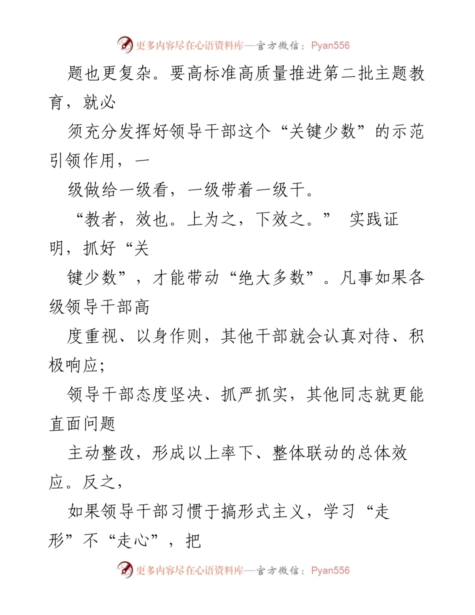 [工作总结] 主题教育研讨 - 发挥领导干部“关键少数”作用推动第二批主题教育.docx_第2页