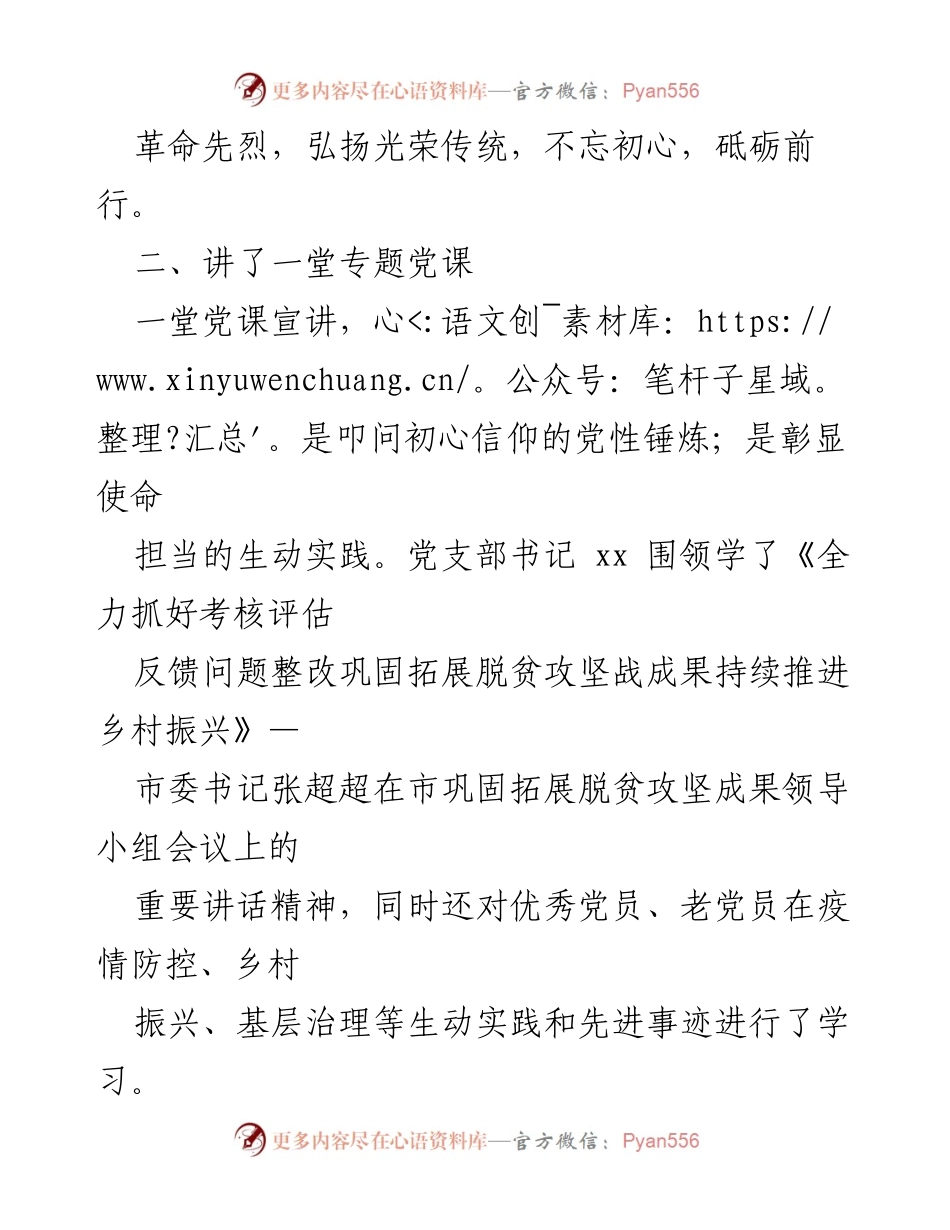 [工作总结] 主题党日活动 - xx村主题党日活动情况报告：砥砺奋进新征程.docx_第2页