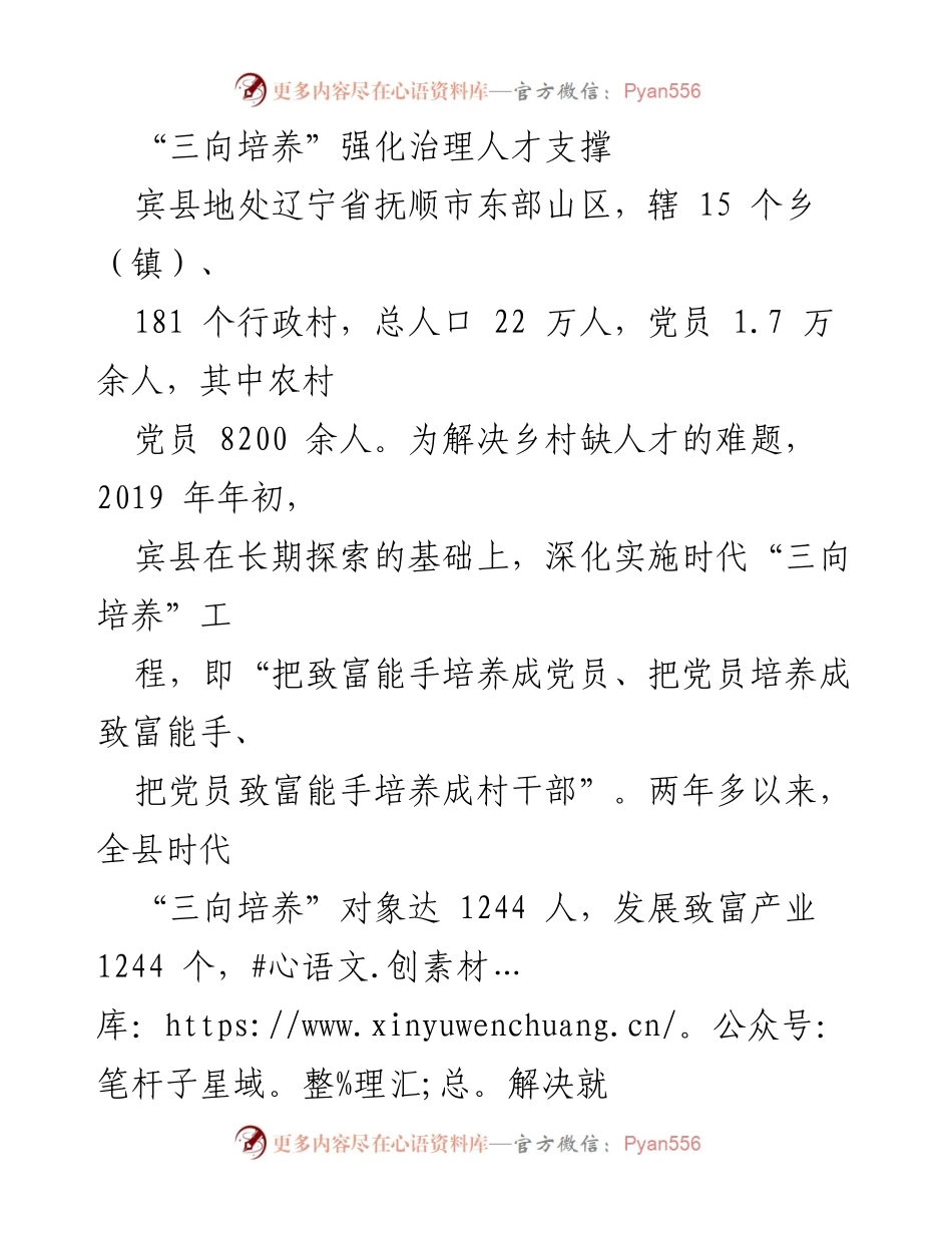 [工作总结] 乡村振兴 - 宾县“三向培养”工程实施成效与经验总结.docx_第1页