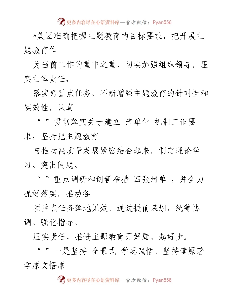 [工作总结] 主题教育推进 - 集团主题教育工作总结与整改措施实施报告.docx_第1页