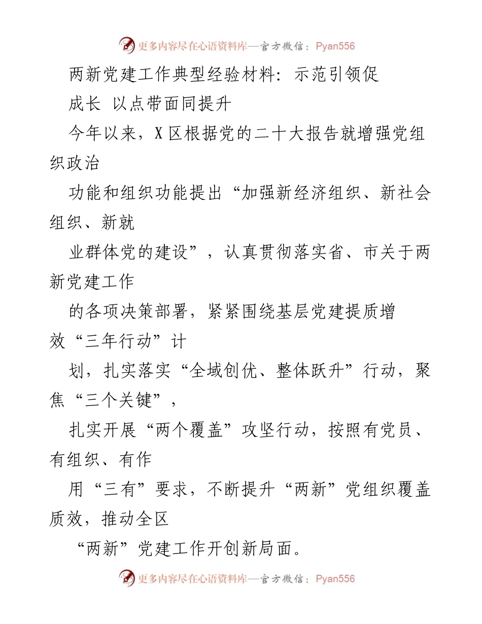 [工作总结] 两新党建工作 - 提升“两新”党建工作质量与覆盖的实践经验总结.docx_第1页
