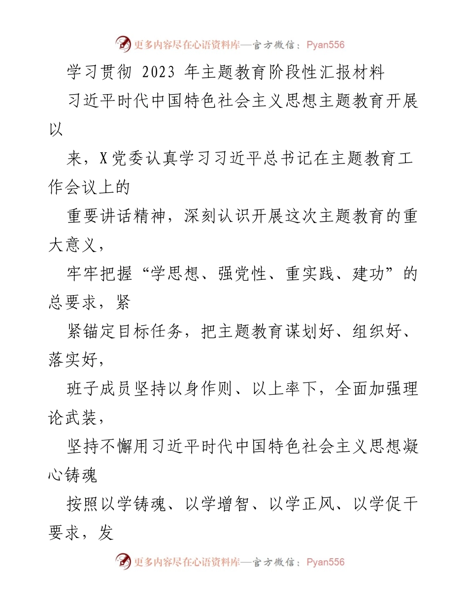[工作总结] 主题教育阶段性汇报 - 2023年主题教育阶段性工作总结报告.docx_第1页