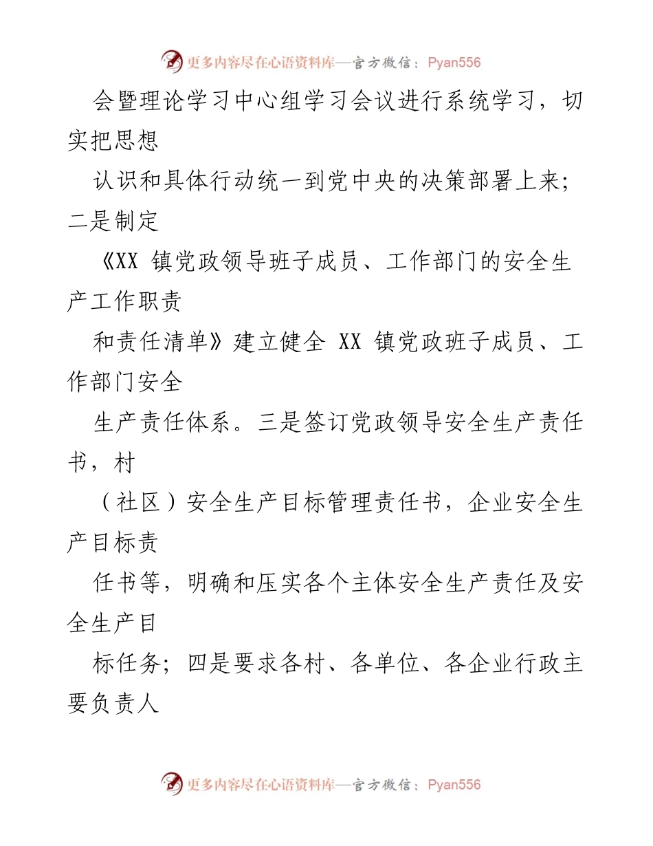 [工作总结] XX 镇安全生产工作 - XX 镇安全生产工作情况汇报.docx_第2页