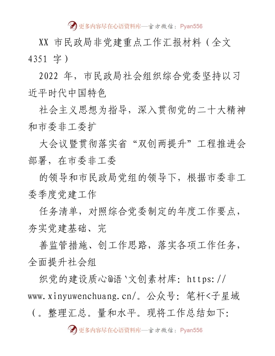 [工作总结] XX市民政局 - 2022年社会组织党建工作汇报与成效分析.docx_第1页
