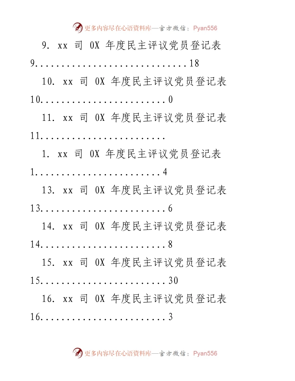 [工作总结] xx司年度民主评议党员登记表汇总.docx_第2页