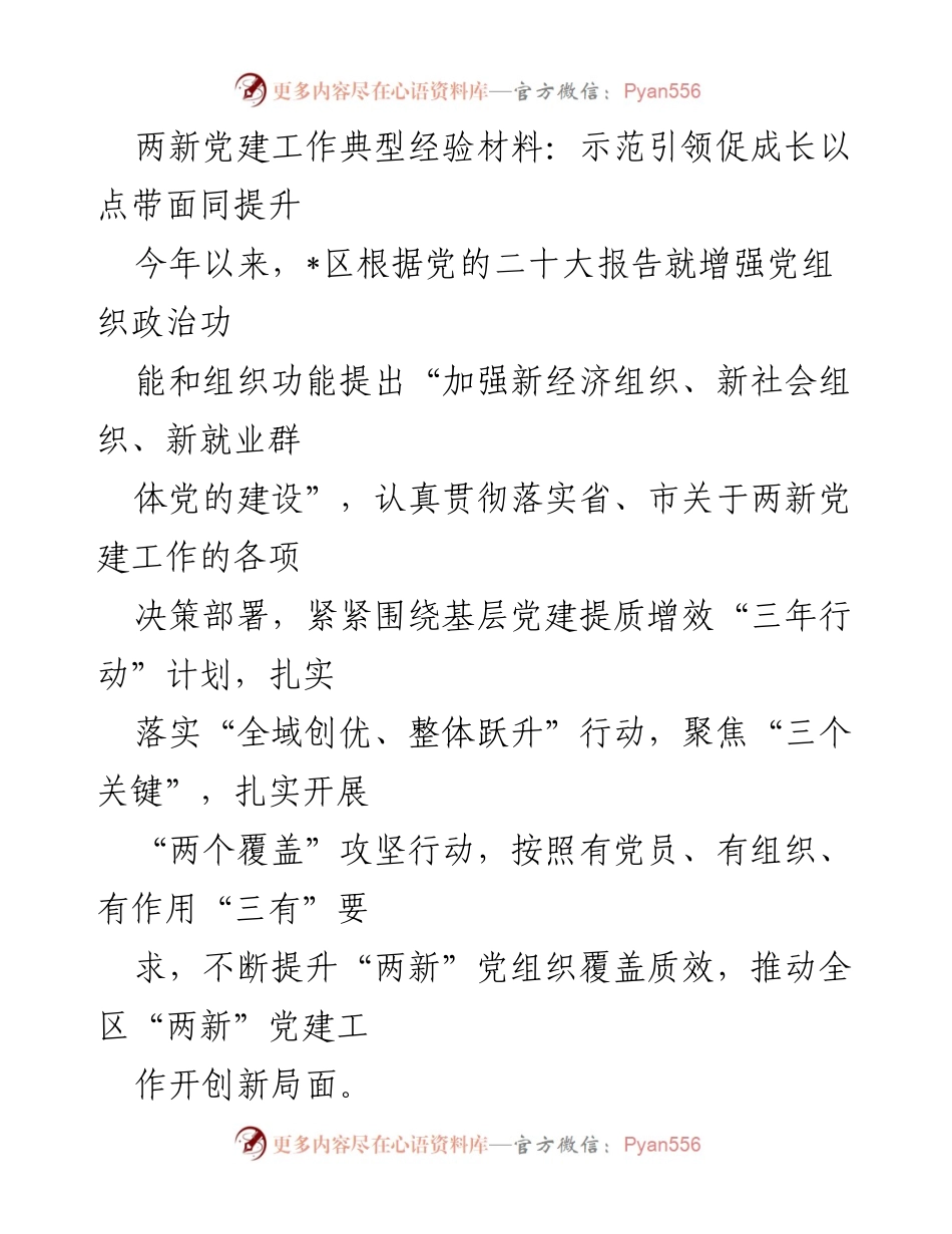 [工作总结] 两新党建工作 - 提升“两新”党建质量与覆盖的典型经验分享.docx_第1页