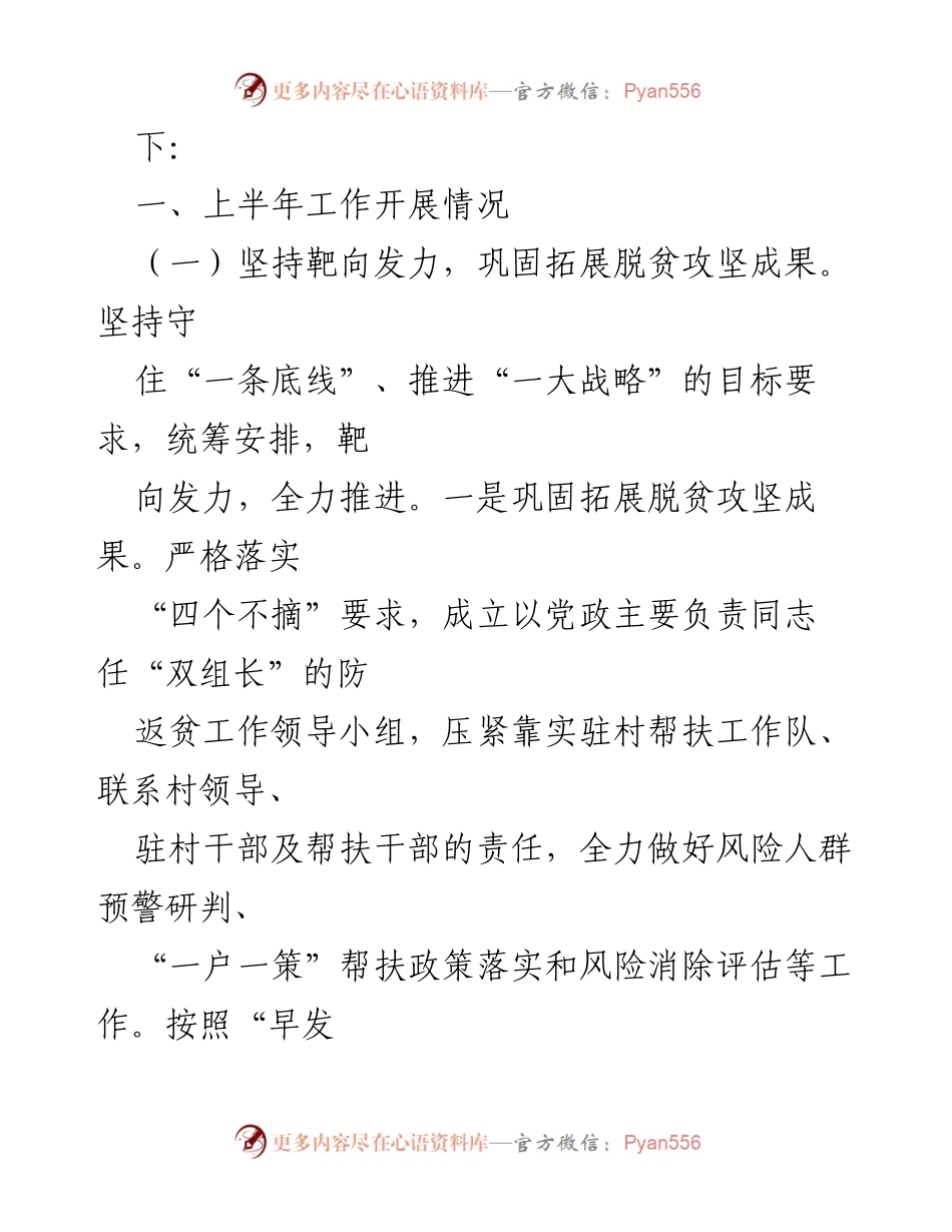 [工作总结] XXX镇2023年上半年经济社会发展情况 - 2023年上半年工作总结：推动高质量发展与脱贫攻坚成果巩固.docx_第2页