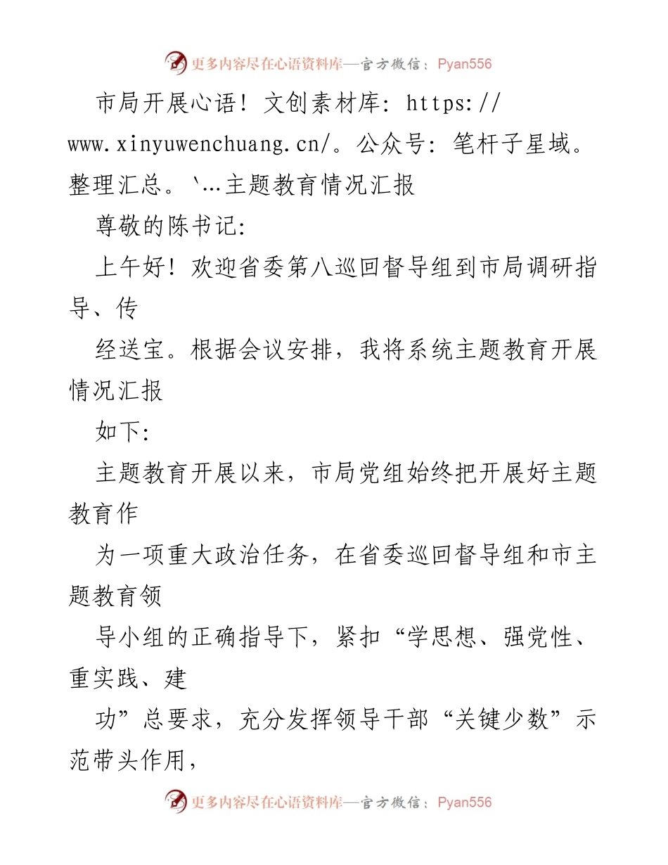 [工作总结] 主题教育 - 市局主题教育开展情况汇报_2.docx_第1页