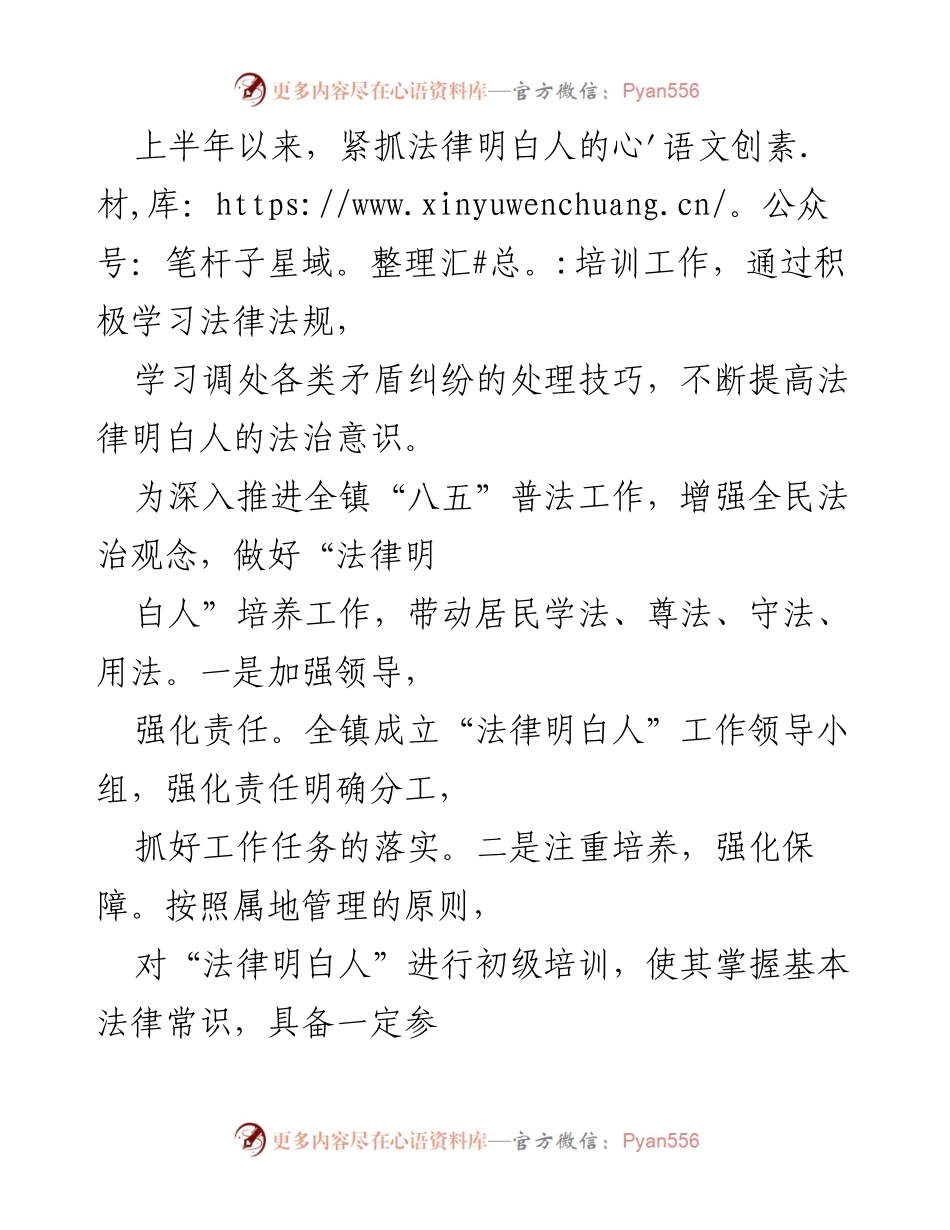 [工作总结] XX 镇依法治县工作 - XX 镇依法治县工作总结与法治宣传实践.docx_第2页