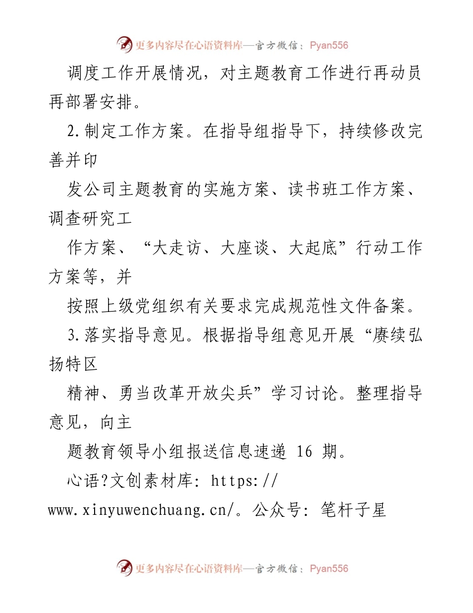 [工作总结] 主题教育工作推进 - 公司主题教育工作推进情况汇报.docx_第2页