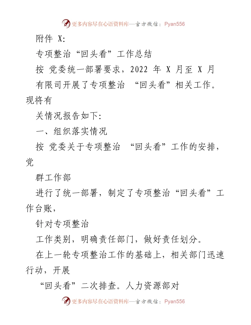 [工作总结] 专项整治“回头看”工作 - 2022年专项整治“回头看”工作总结报告.docx_第1页
