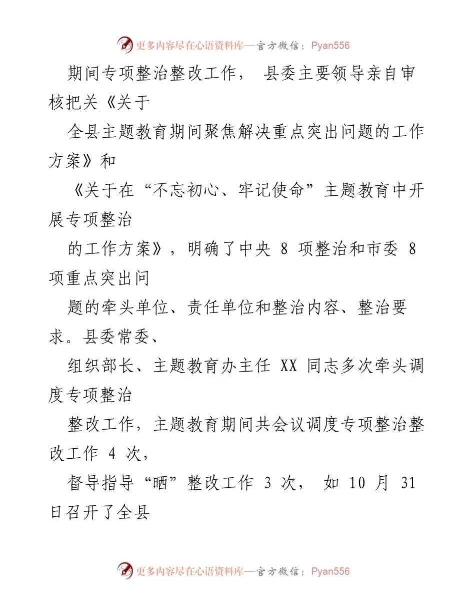 [工作总结] 主题教育专项整治 - XX县委主题教育专项整治整改工作情况汇报.docx_第2页