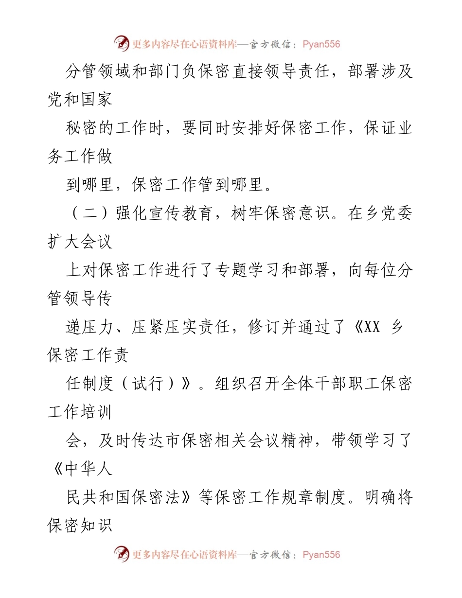 [工作总结] 保密工作 - XX乡保密“三大行动”工作总结与反思.docx_第2页