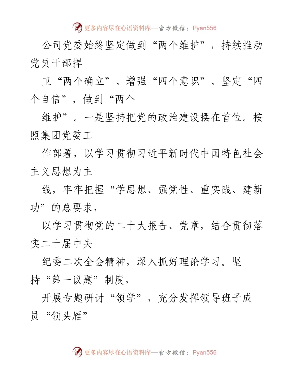 [工作总结] 党委工作会议 - 2023年公司党委全面从严治党工作总结.docx_第2页