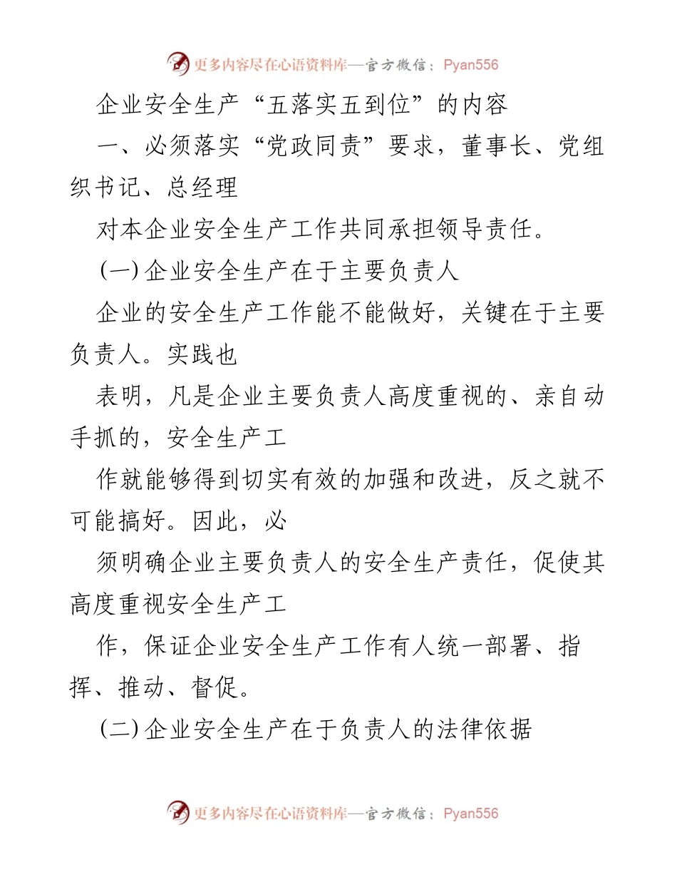 [工作总结] 企业安全生产 - 落实企业安全生产责任制的关键要素.docx_第1页