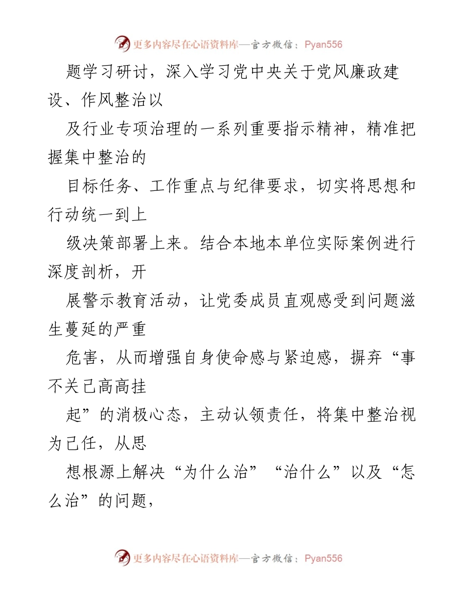 [工作总结] 党委会议 - 强化责任、制度与协同，推动集中整治深入实施.docx_第2页