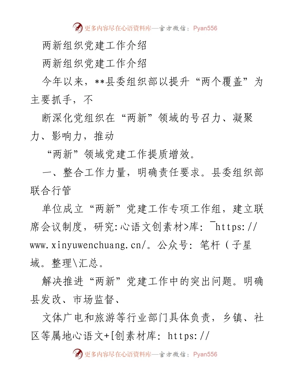 [工作总结] 党建工作 - 提升“两新”组织党建工作质量的实践与成效.docx_第1页