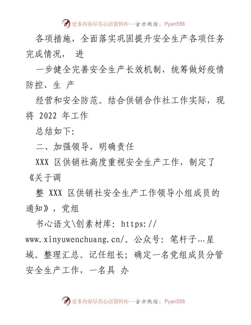 [工作总结] 供销社安全生产 - 2022年安全生产工作总结报告.docx_第2页