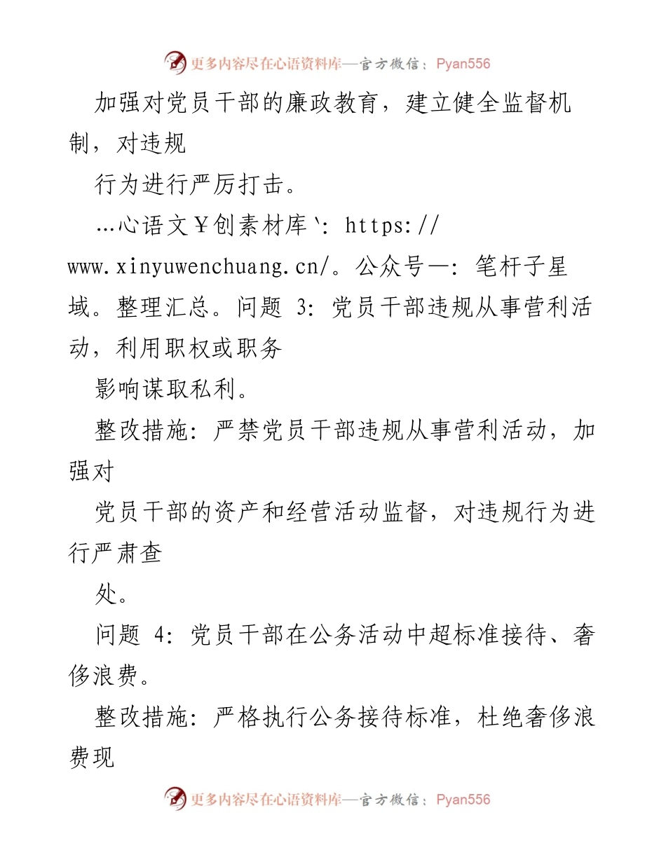 [工作总结] 党内纪律整治 - 党员干部廉洁与群众纪律问题及整改措施.docx_第2页