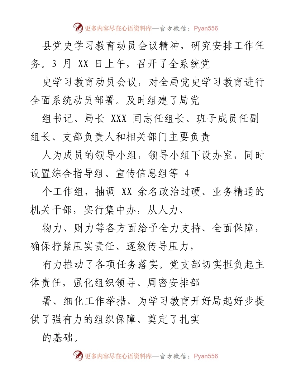 [工作总结] 党史学习教育 - X 局党史学习教育工作开展情况总结报告.docx_第2页