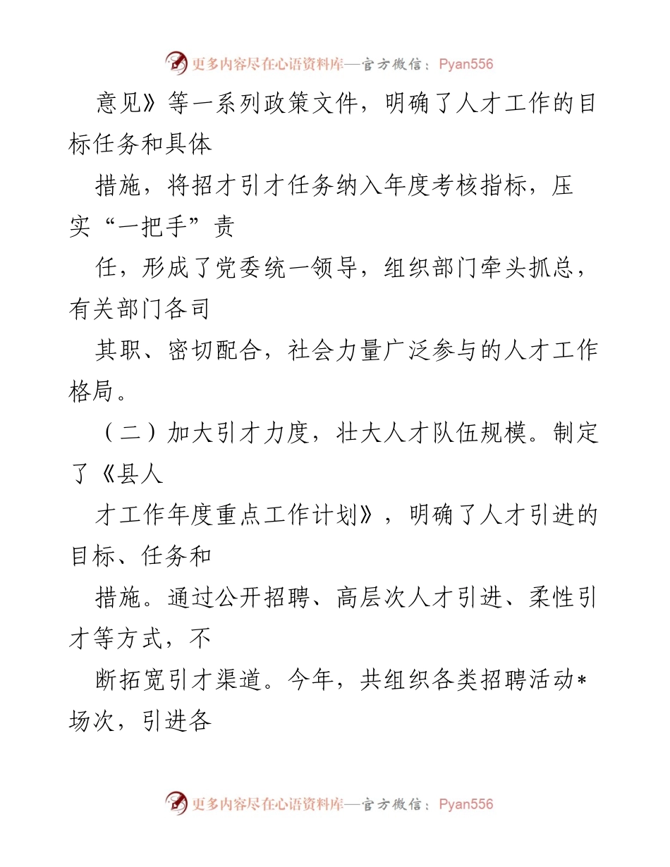 [工作总结] 人才工作 - 2024年县人才工作总结报告.docx_第2页