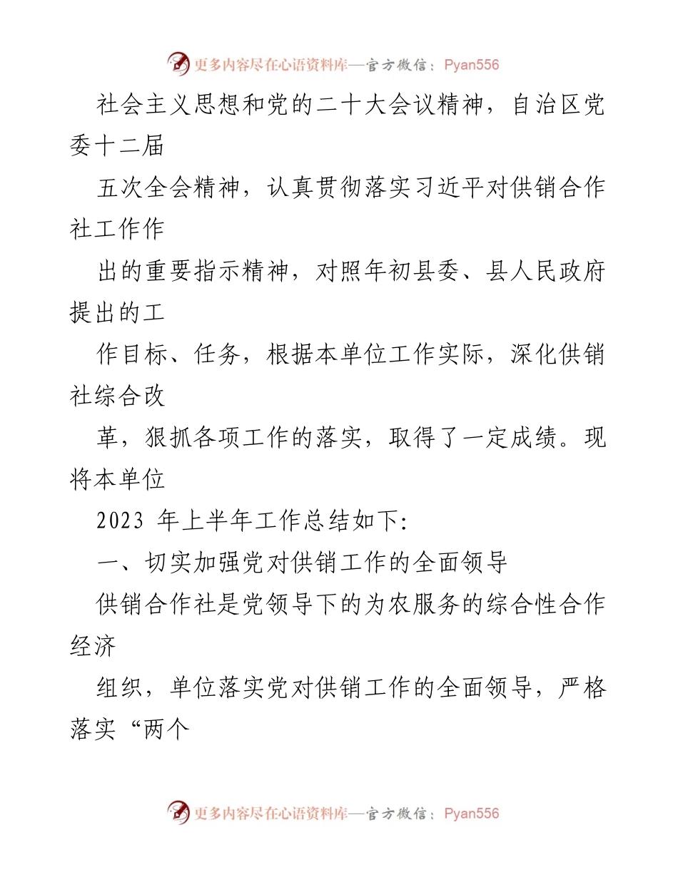 [工作总结] 供销社 - 2023年上半年工作总结及下半年工作计划_2.docx_第2页