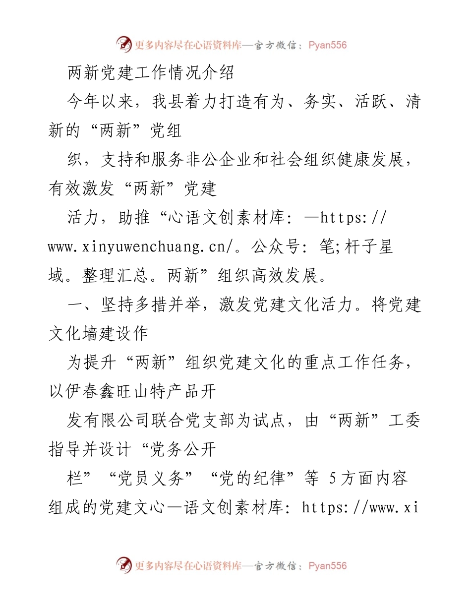 [工作总结] 党建工作 - 2023年“两新”党建工作情况总结与发展措施.docx_第1页