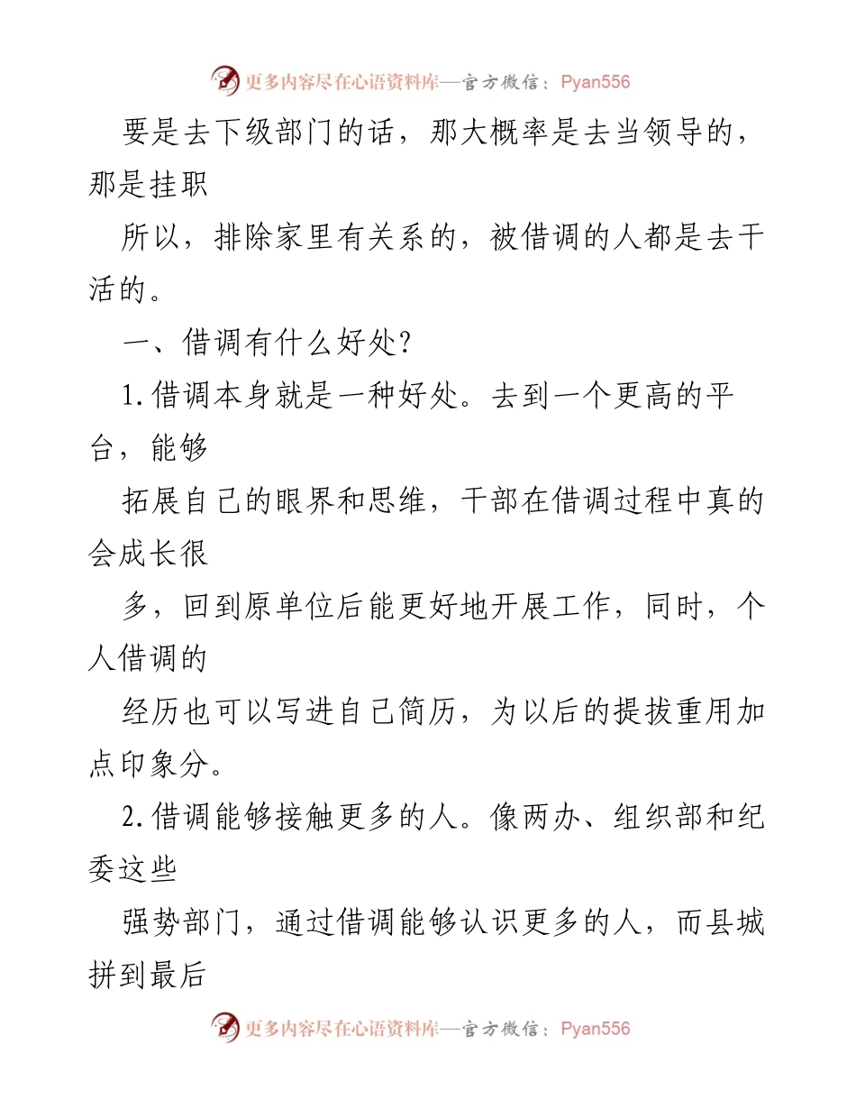 [工作总结] 借调干部的现状与思考 - 借调干部的喜乐与哀愁：利弊分析与职业发展探讨.docx_第2页
