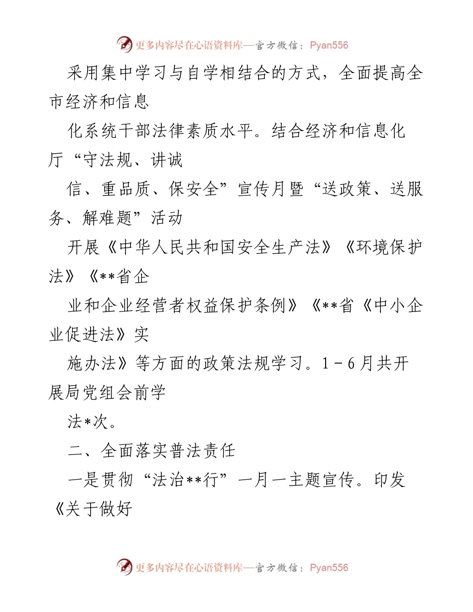 [工作总结] 依法治市工作 - 2022年上半年经济和信息化局依法治市工作情况报告.docx_第2页