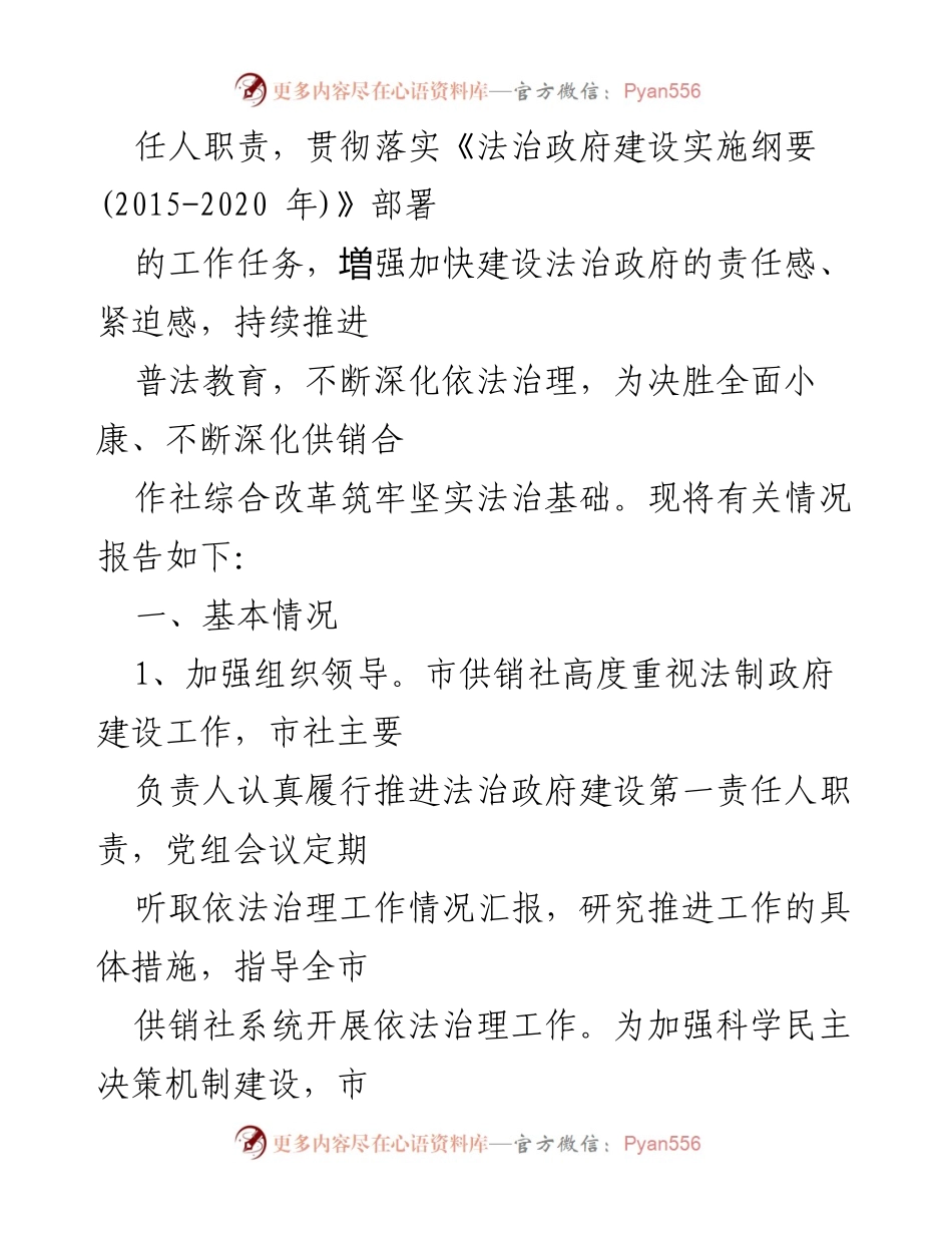 [工作总结] 供销社法治建设自查 - 供销社法治建设责任落实与整改情况报告.docx_第2页