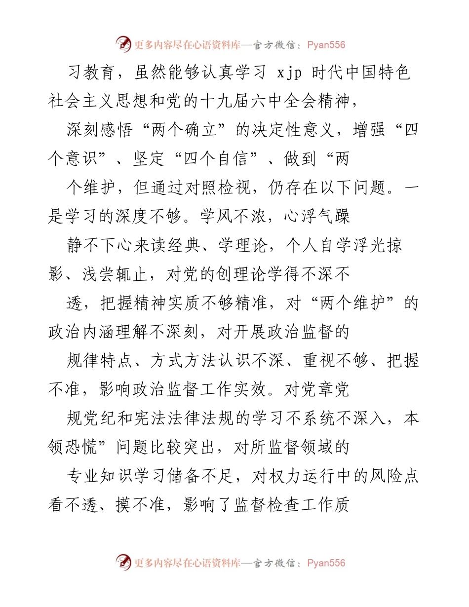 [工作总结] 党史学习教育专题民主生活会 - 深刻检视与整改措施总结.docx_第2页