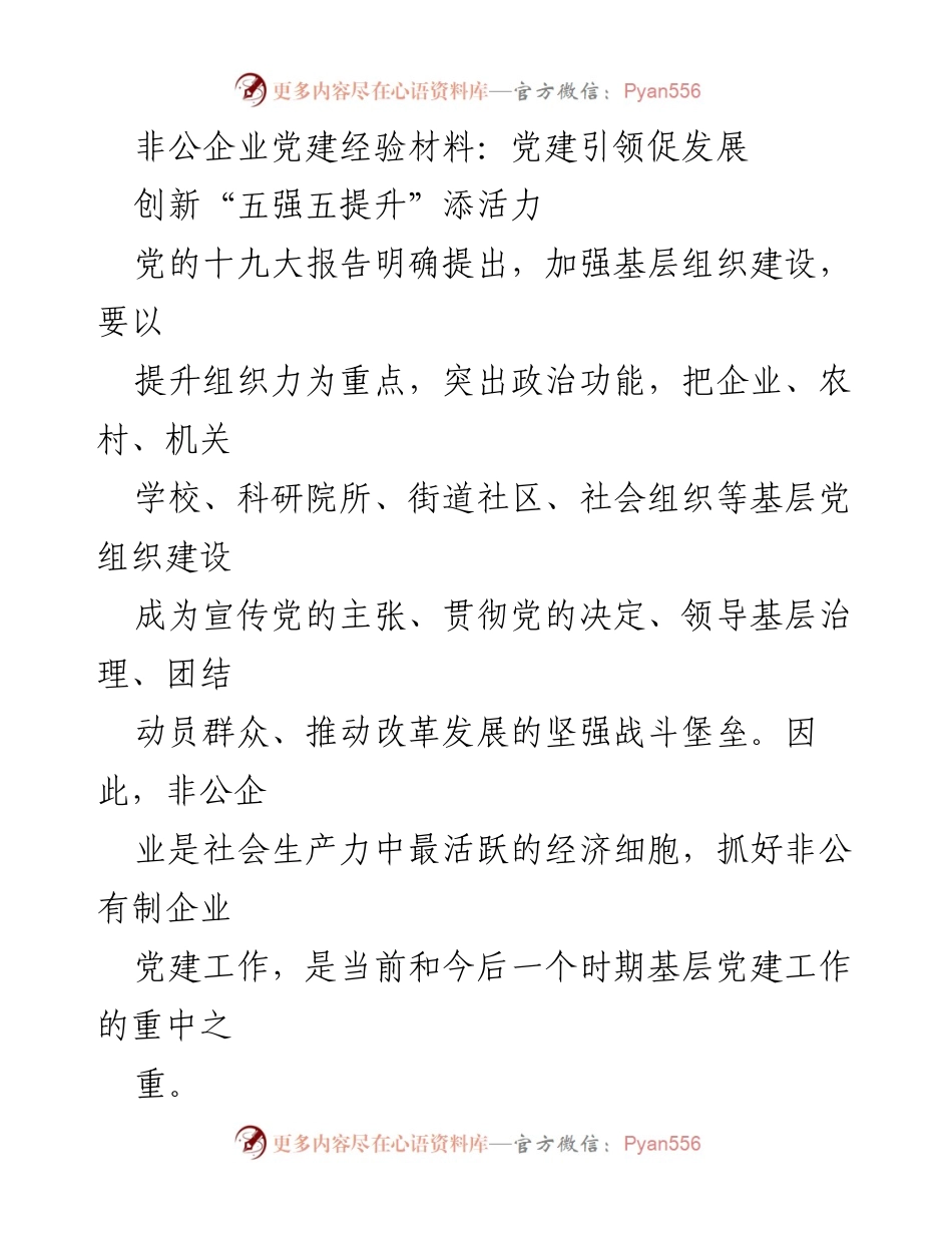 [工作总结] 企业党建 - 非公企业党建工作经验总结与创新实践.docx_第1页