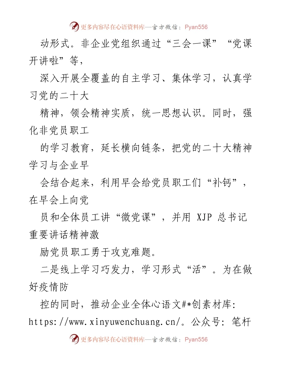 [工作总结] 党建工作 - 非企业党组织学习贯彻党的二十大精神的工作经验总结.docx_第2页