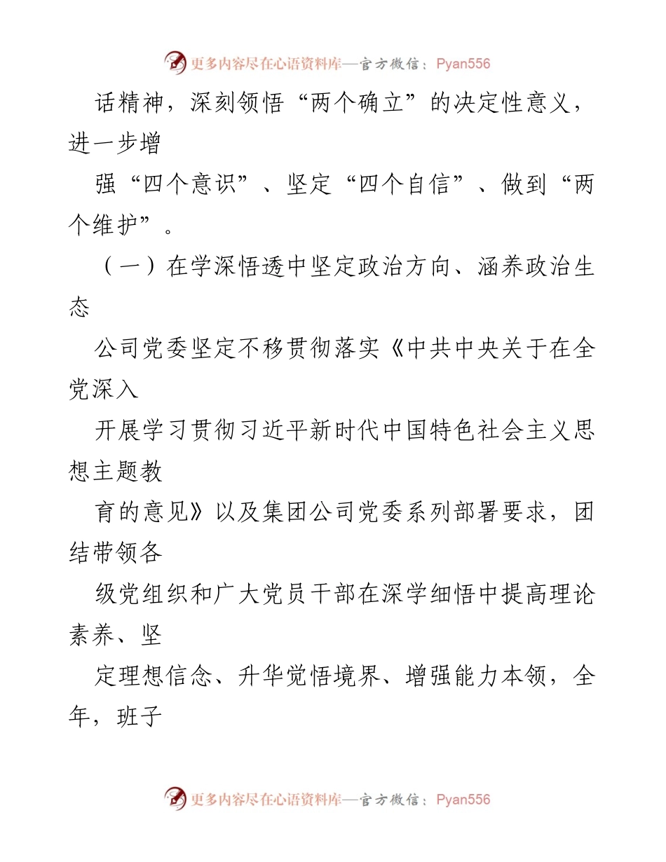 [工作总结] 党委工作 - 2023年公司领导班子政治“画像”报告.docx_第2页