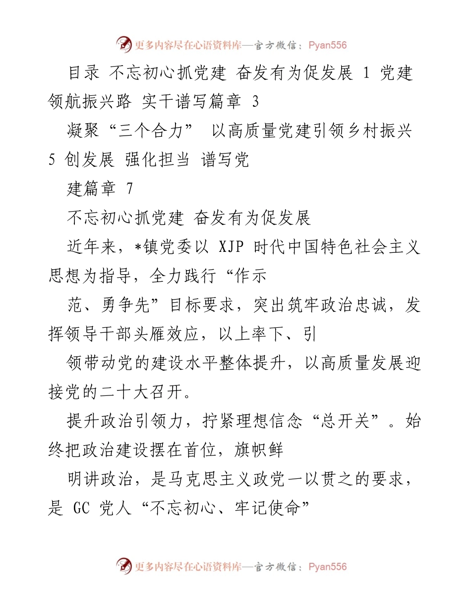 [工作总结] 党建工作 - 不忘初心抓党建，奋发有为促发展.docx_第1页