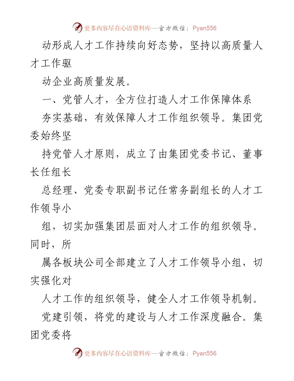 [工作总结] 人才工作汇报 - 深化人才工作推动企业高质量发展.docx_第2页