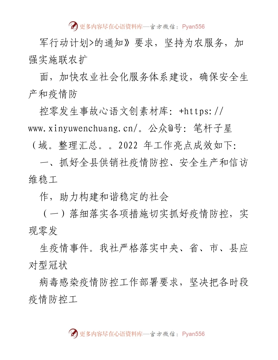 [工作总结] 供销合作联社 - XX县供销合作联社2022年工作总结与2023年工作计划.docx_第2页