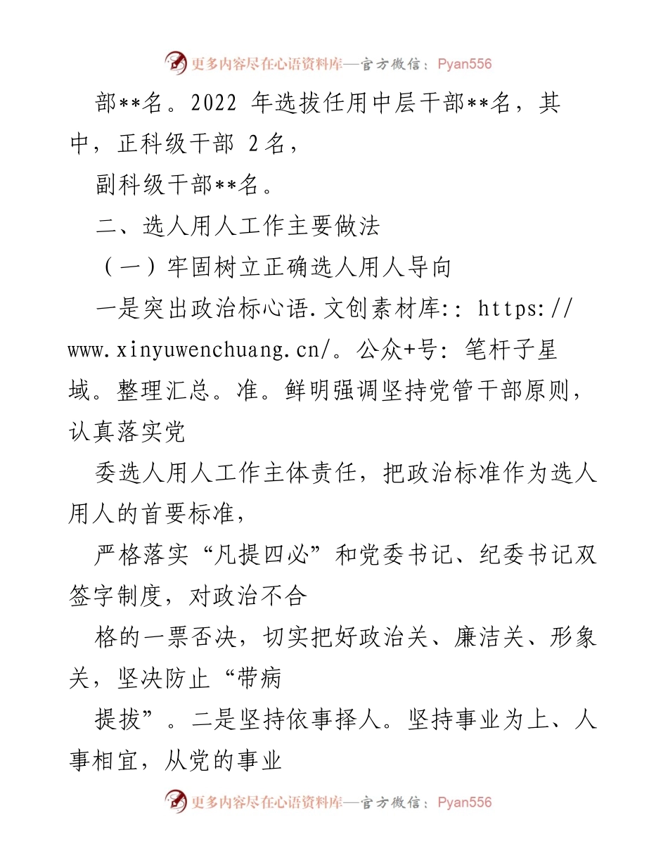 [工作总结] 党委会议 - 2022年度选人用人工作总结报告.docx_第2页