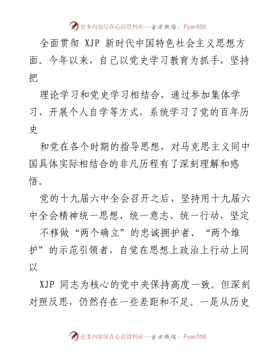 [工作总结] 党史学习教育专题民主生活会 - 深刻剖析与整改措施总结.docx_第2页