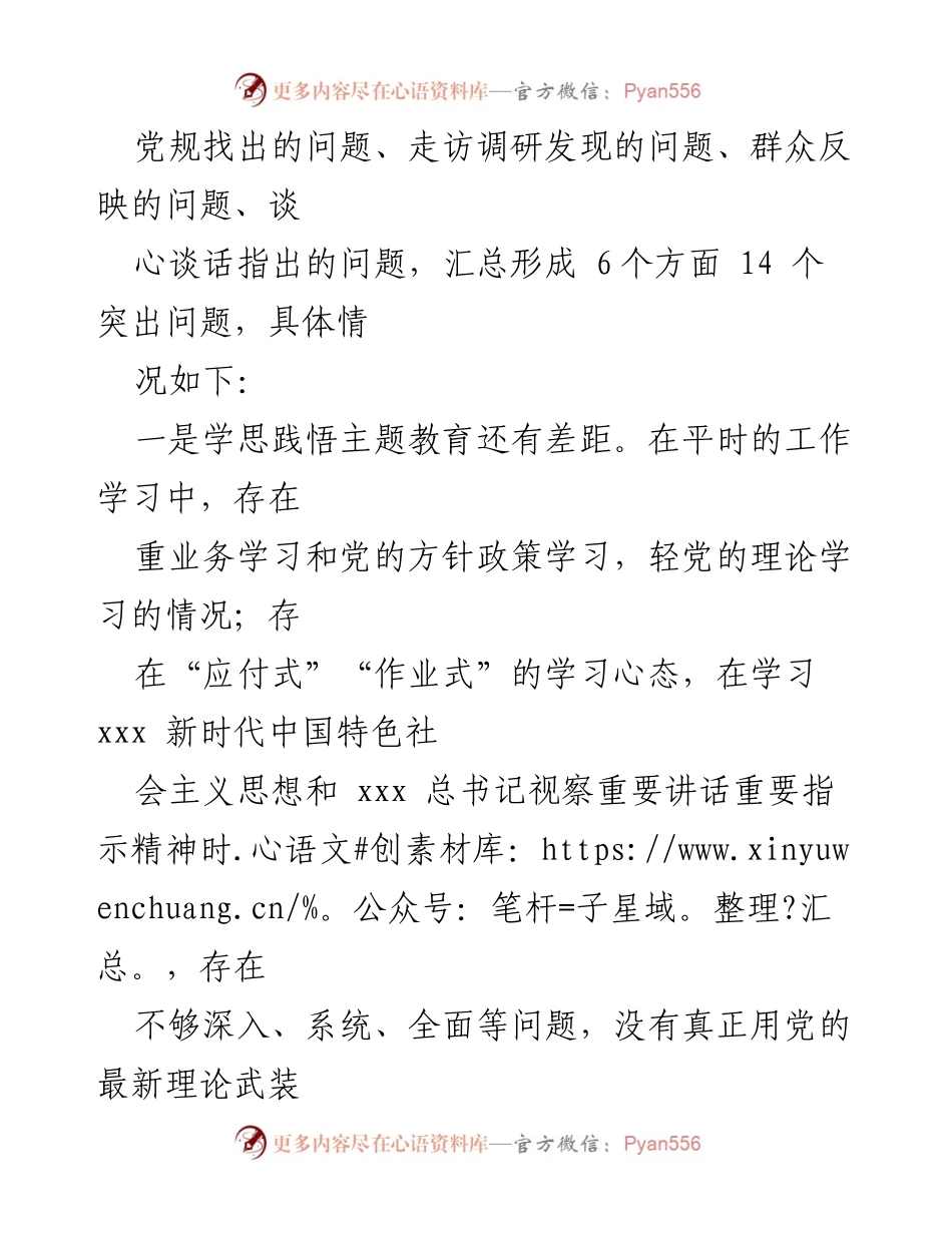 [工作总结] 党委班子成员主题教育 - 2023年党委班子成员主题教育查摆问题清单分析.docx_第2页