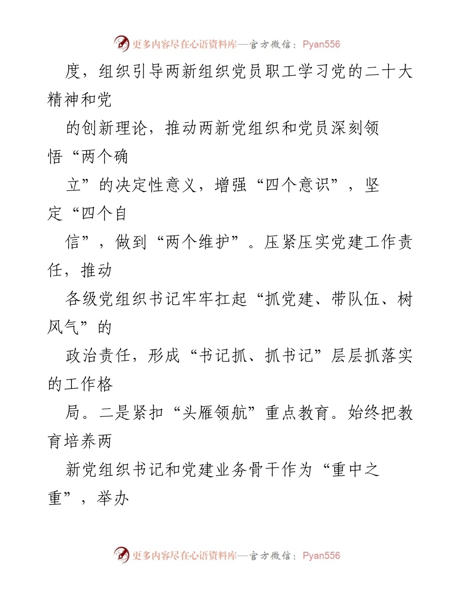 [工作总结] 党建工作会议 - 2023年度县委两新工委基层党建工作述职报告.docx_第2页