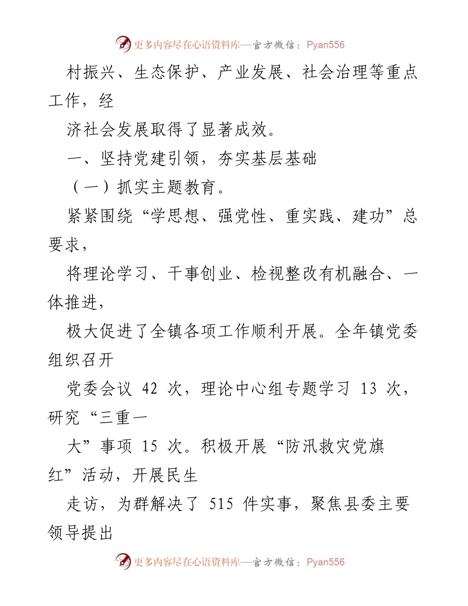[工作总结] 乡镇年度总结 - 2023年度乡镇领导班子工作总结报告.docx_第2页
