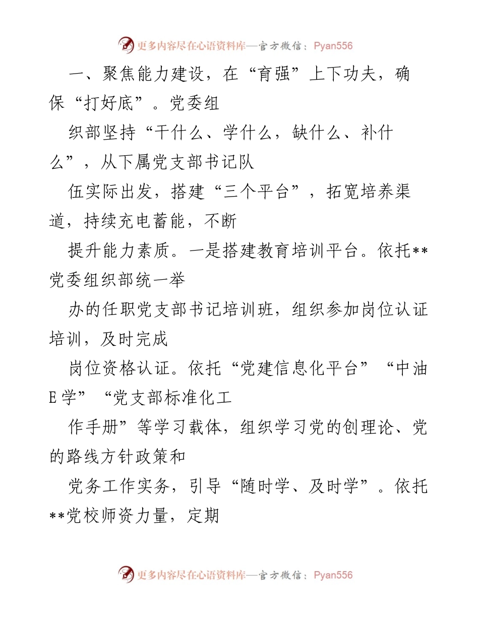 [工作总结] 党务工作 - 创国企基层党支部书记培养机制情况汇报.docx_第2页