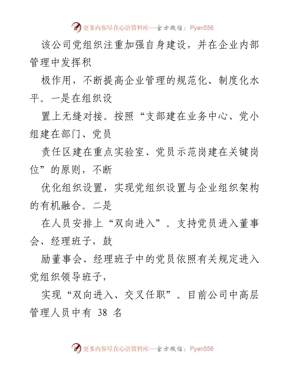 [工作总结] 党建工作总结 - XX公司党支部建设与企业管理融合实践总结.docx_第2页