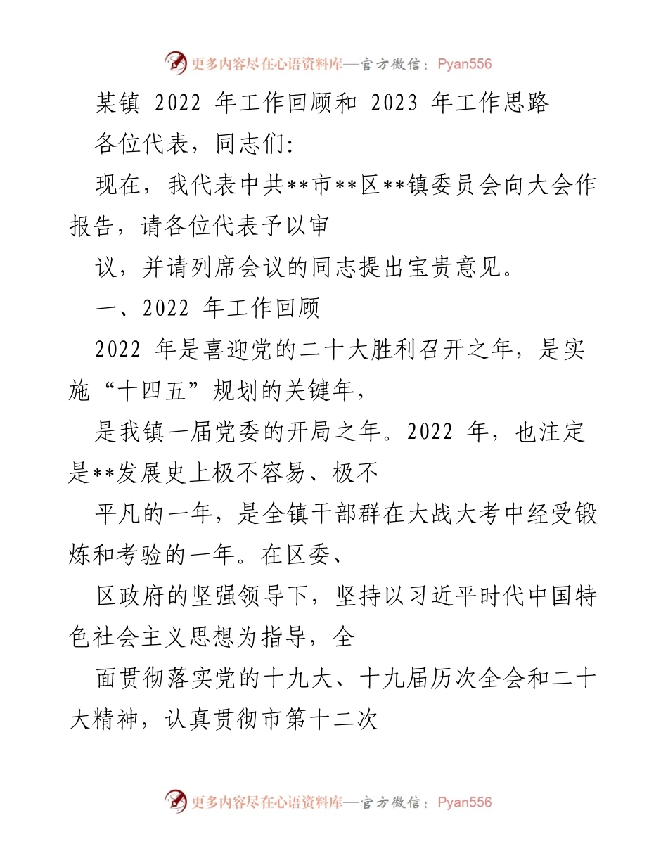 [工作总结] 党委大会 - 2022年工作回顾与2023年发展思路报告.docx_第1页