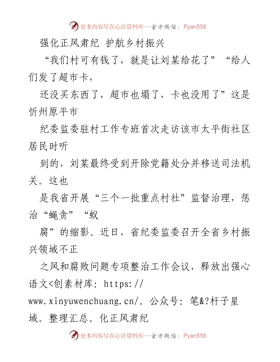 [工作总结] 会议 - 强化正风肃纪，护航乡村振兴的专项整治行动.docx_第1页